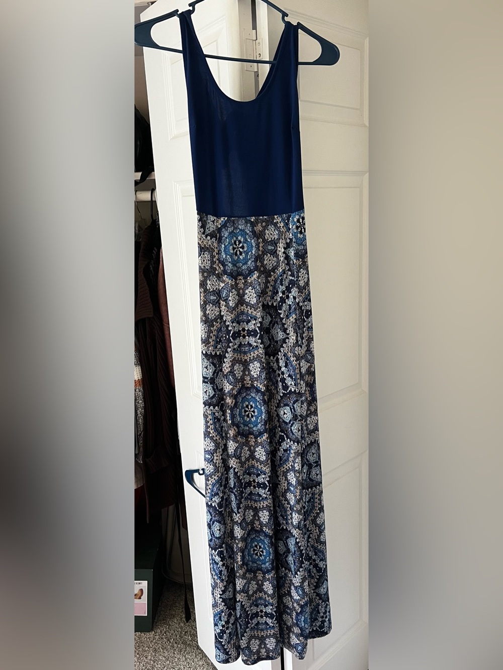 Women's Navy Blue Printed Maxi Skirt